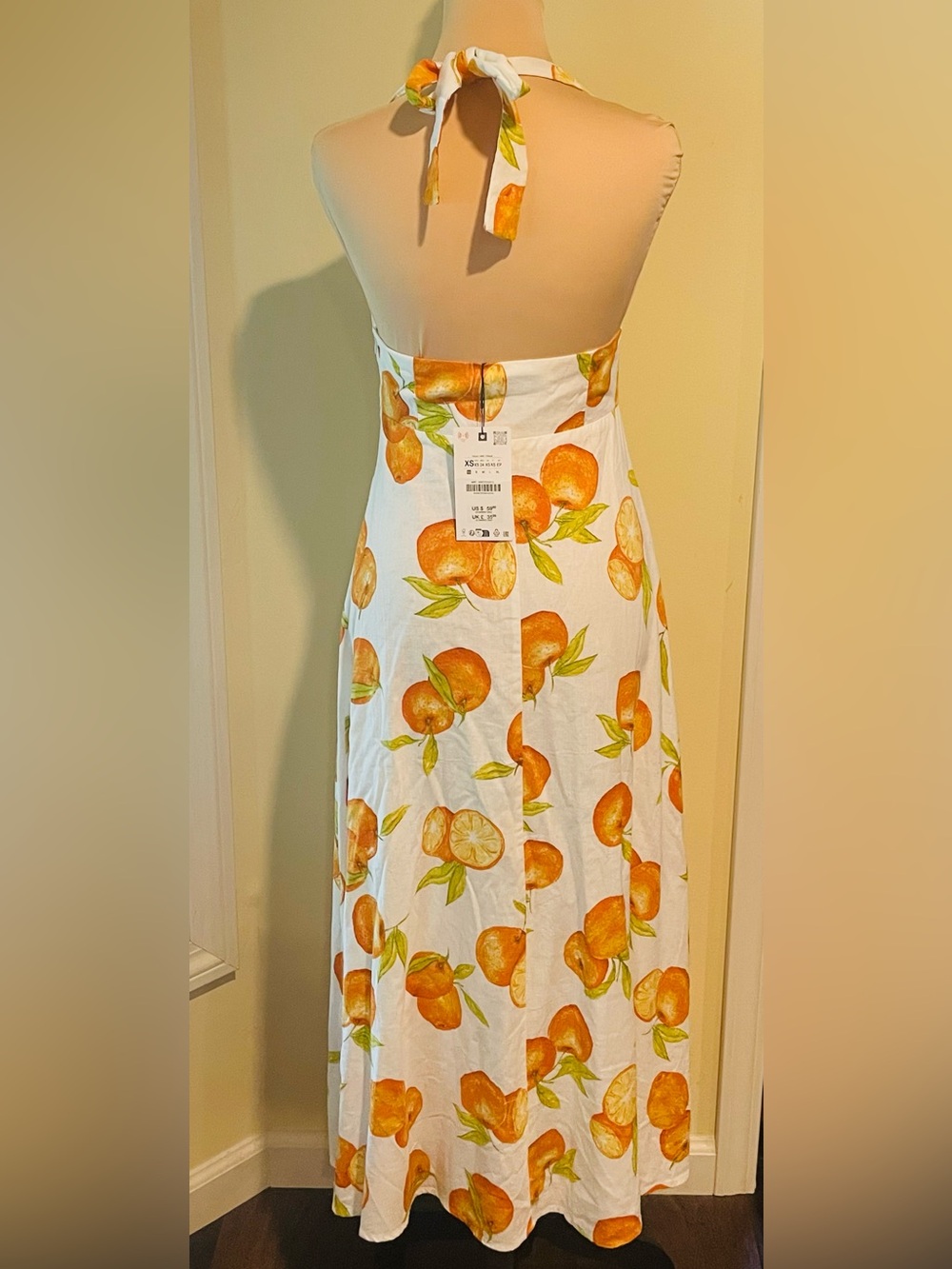 NWT Zara Linen Citrus Orange Dress - Picture 5 of 7